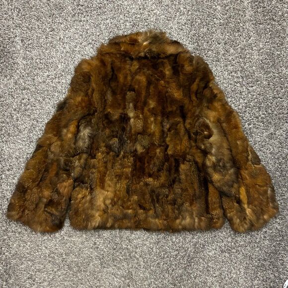 Vintage 60s Faux Fur Coat Patchwork Sears Fashions Brown Boho Hippie Jacket - Picture 9 of 10